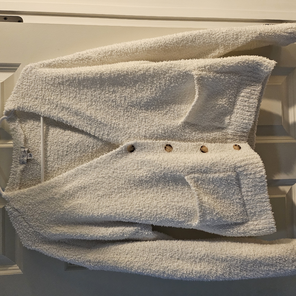 Cozy White Button-Up Sweater
